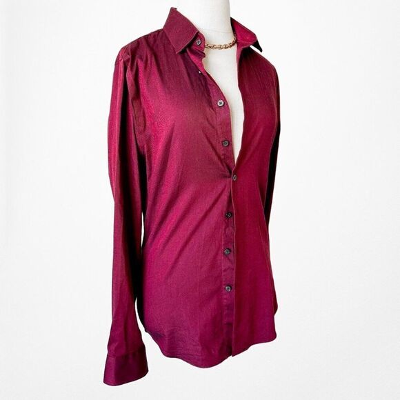 Express Burgundy Red Button Down Shirt Blouse Size S - Picture 4 of 6